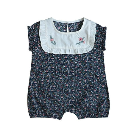 

adviicd Baby Cloths Baby Bodysuit Unisex Babies Short-Sleeve Side Snap Bodysuit Dark Blue 12-18 Months