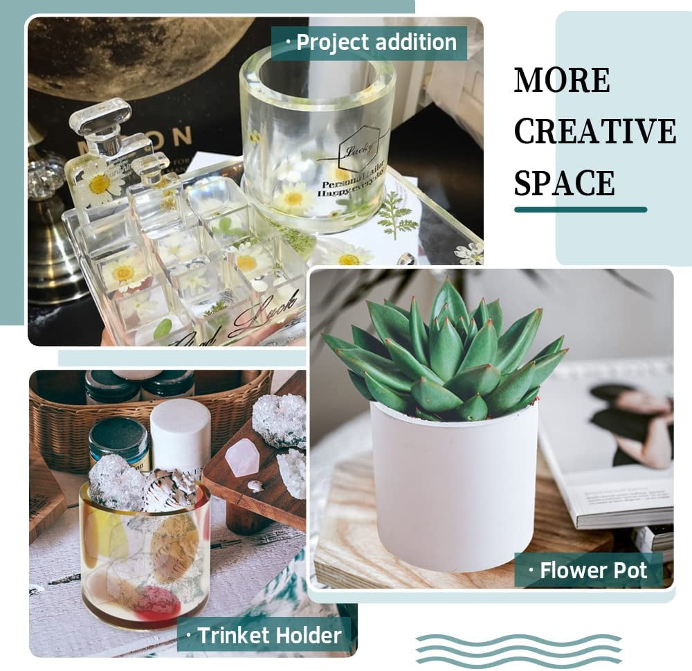 ABCISI 2PCS Large Resin Molds Silicone, Concrete Planter Mold, 2.95" Project Inner Diameter, Cylinder Organizer Container Jar Succulent Flower Pot Plaster Clay Craft Making Kit Resin Supplies