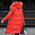 thumbnail image 4 of Viikei Winter Jackets Women Cotton Jacket for Women Women Plus Size Jackets and Coats Winter Warm Fashion Long Solid Slim Fur-Collar Zipper Thicker Cotton Hoodie Jacket, 4 of 6