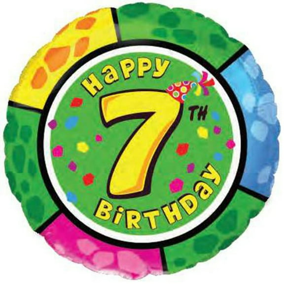 18 inch Happy Birthday - Seven Foil Mylar Balloon - Party Supplies Decorations