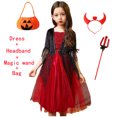 thumbnail image 3 of Vestido de vampiro para niñas y niños, disfraz de novia fantasma, gótico, vampiro, diablo, murciélago, para Halloween, ropa de carnaval vampírica, 3 of 5
