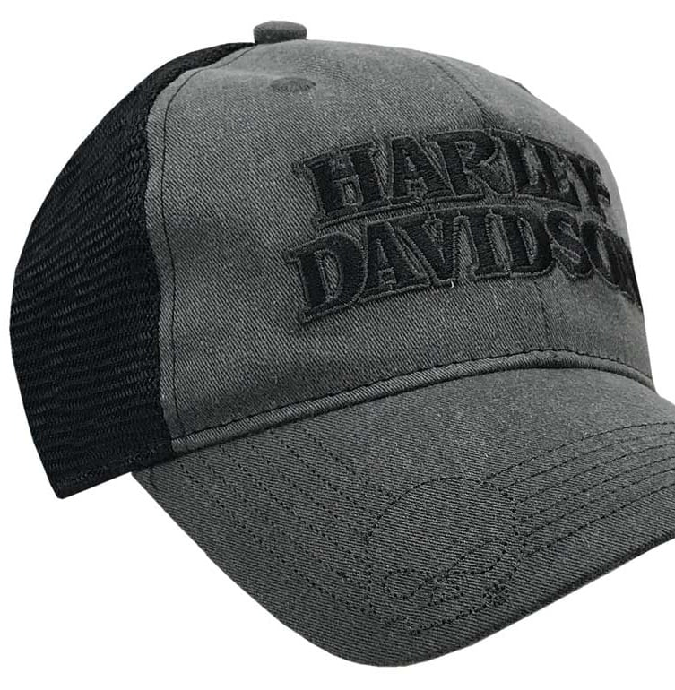 Harley-Davidson Mens Embroidered Skull & H-D Text Mesh Trucker Cap BCC119975