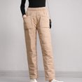 thumbnail image 4 of RQYYD Women's Down Pants Classic Elastic High Waist Quilted Padded Tapered Leg Warm Pants Winter Lightweight Puffer Snow Trousers Khaki 3XL, 4 of 6