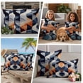 thumbnail image 5 of Navy Blue Burnt Orange Outdoor Waterproof Pillow Covers, Geometric Retro Abstract Decorative Square Throw Pillowcase Sofa Cushion Sham for Patio/Couch/Chair, 20"x20" 2 Pack, 5 of 8