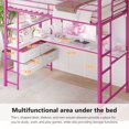 thumbnail image 3 of UBesGoo Full Loft Bed with Desk and Drawers, Metal Loft Bed with Storage Shelves, Charging Station and LED Lights, Pink, 3 of 9