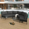 thumbnail image 2 of Churanty Outdoor Half Moon Sectional Curved Sofa Set,All Weather Rattan Wicker Patio Curved Couch, Half MoonSeating Group Sectional Conversation Set with Thick Cushions,Grey, 2 of 12