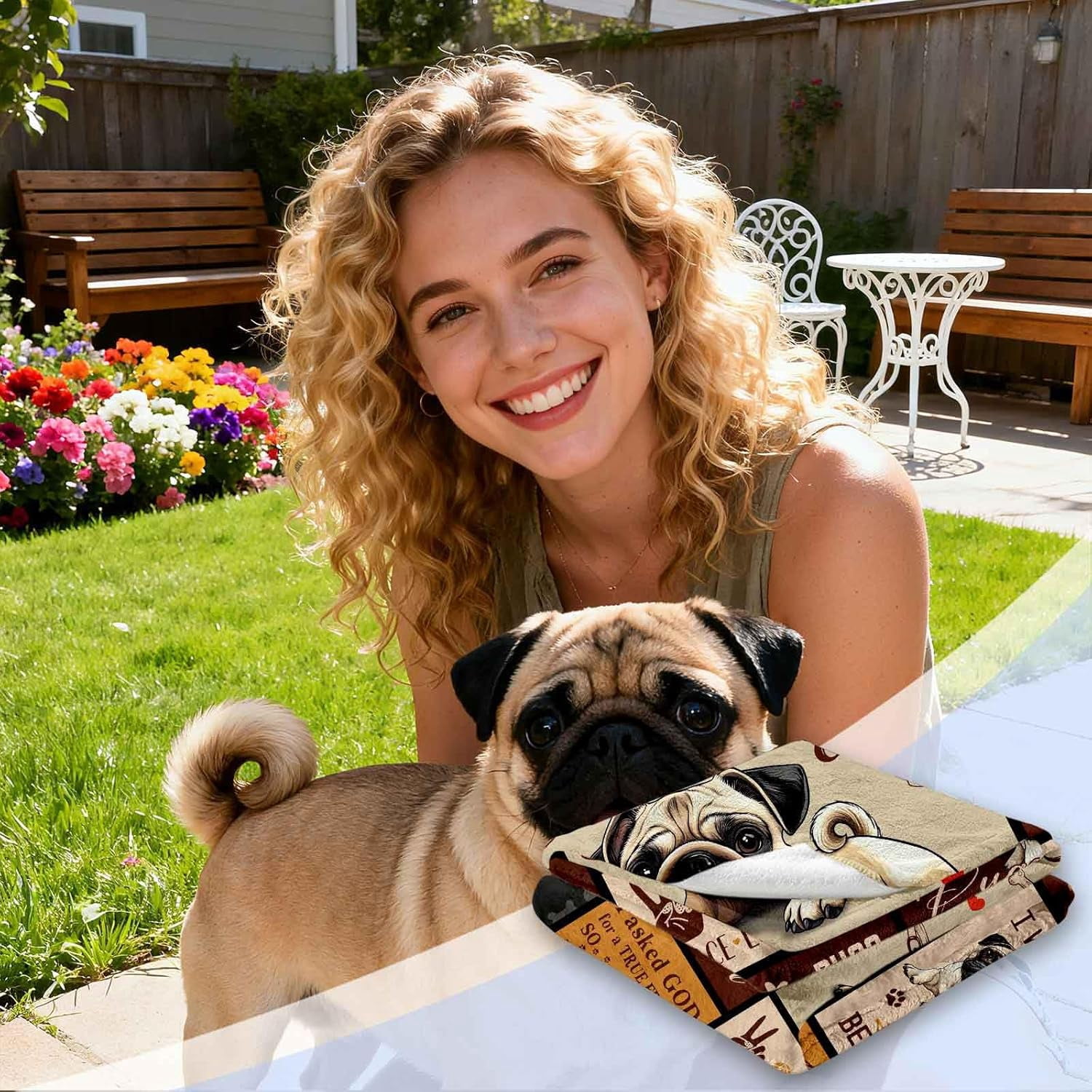 Pug Gifts for Women, Pugs Mom Throw Blanket 60'' X 50" Pugs Dog Decor for Pug Lovers Gifts