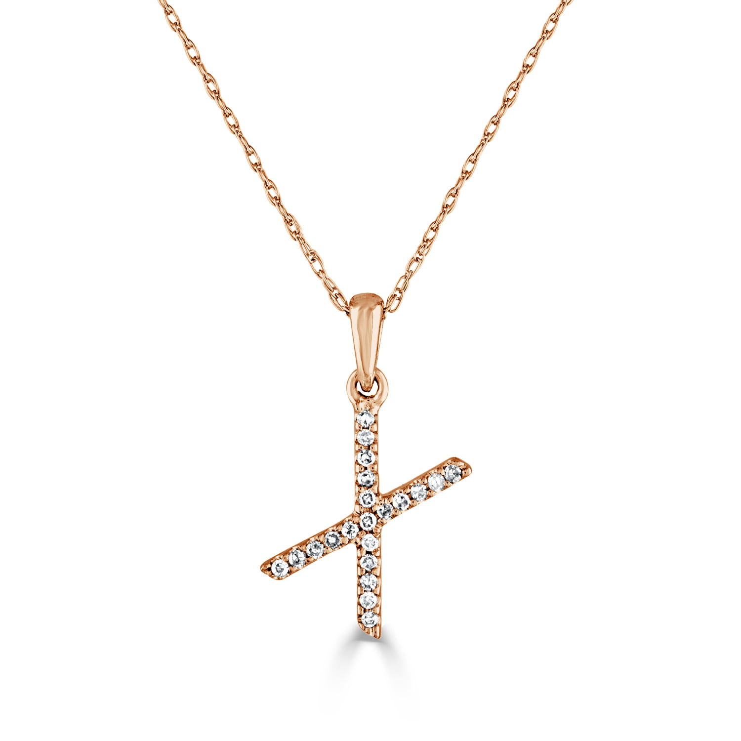 Joelle Diamond Initial Letter X Pendant Necklace 14K Gold 1/10 CT TDW 16