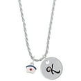 thumbnail image 1 of Delight Jewelry Silvertone Mini Nurse Hat Silvertone Script Initial Disc - K - Charm Necklace, 20"+3", 1 of 4