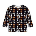 thumbnail image 4 of MKOSPLRT 3/4 Sleeve Shirts for Kids 3-12Y Happy Halloween Day Crew Neck Funny Graphic Tees Causal Loose Fall T-Shirts for Girl Boy, 4 of 5