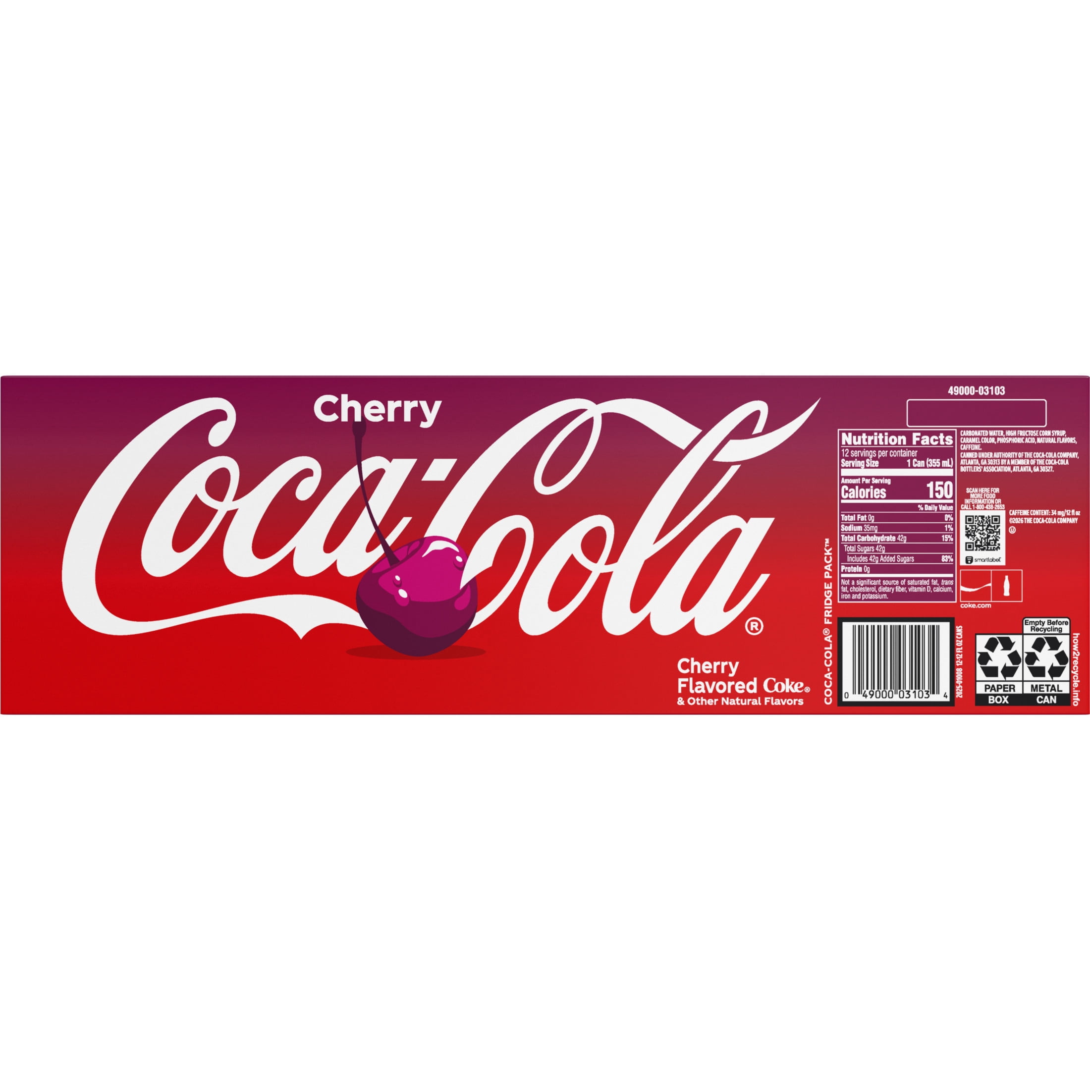 Coca-Cola Cherry Soda, 12 fl oz, 12 Pack Cans, Sparkling Cherry