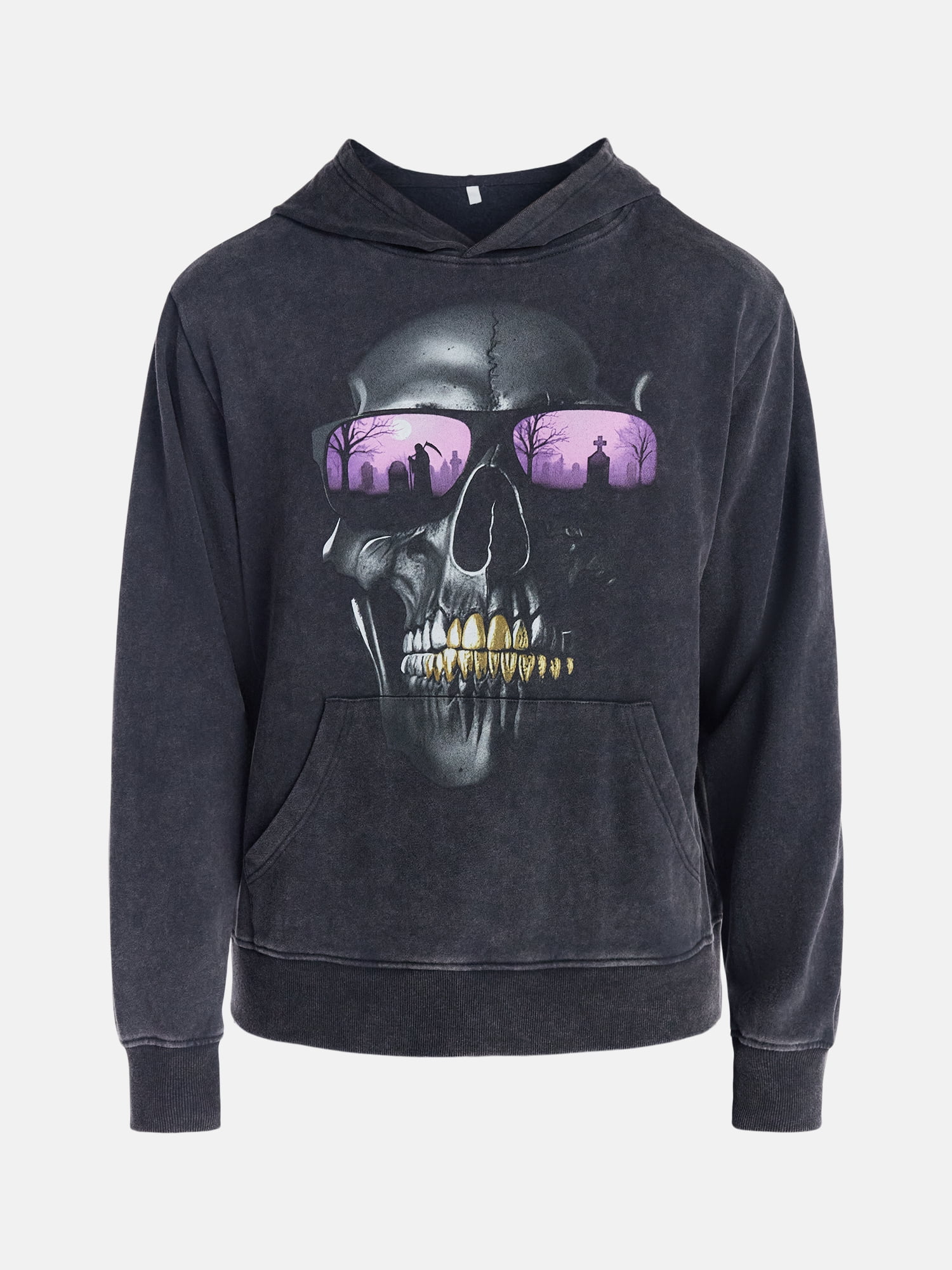 Halloween Oversized Fit Grim Reaper Graveyard Graphic Fleece Hoodie Sweatshirt, Men's Sizes XS-4XLT