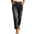 thumbnail image 2 of SAWOBUUN Women Casual Jeans Mid Rise Elastic Waist Straight Leg Stretchy Denim Pants Comfort Fit Pull On Jeans with Pocket, 2 of 9