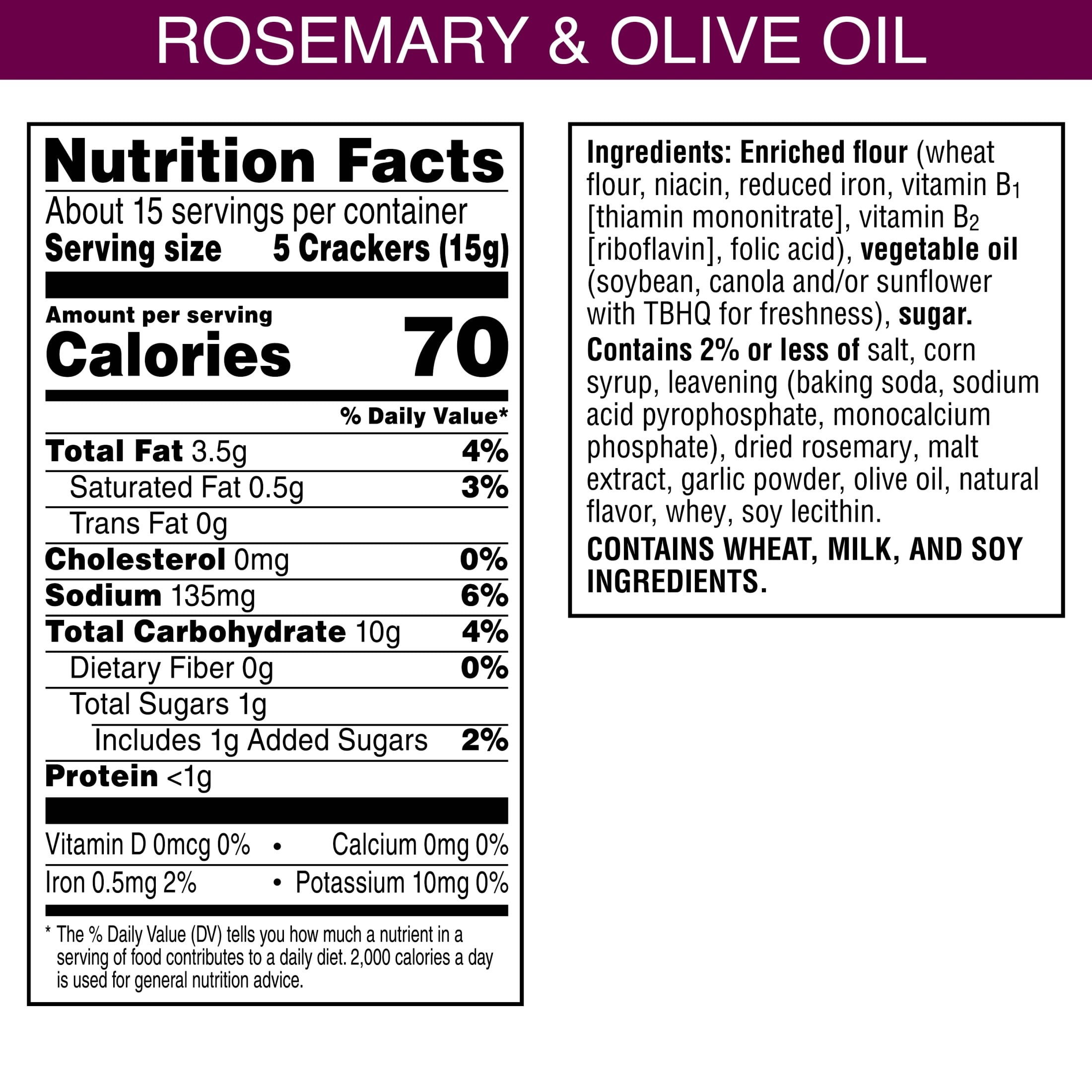 (4 pack) Toasteds Rosemary and Olive Oil Crackers, Party Snacks, 8 oz