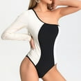 thumbnail image 6 of Uaswgudfs Womens One-Piece Swimsuit with Asymmetric One-Shoulder & Long Sleeve Design - Curved Seam Swimwear for Poolside or Beach White L, 6 of 7