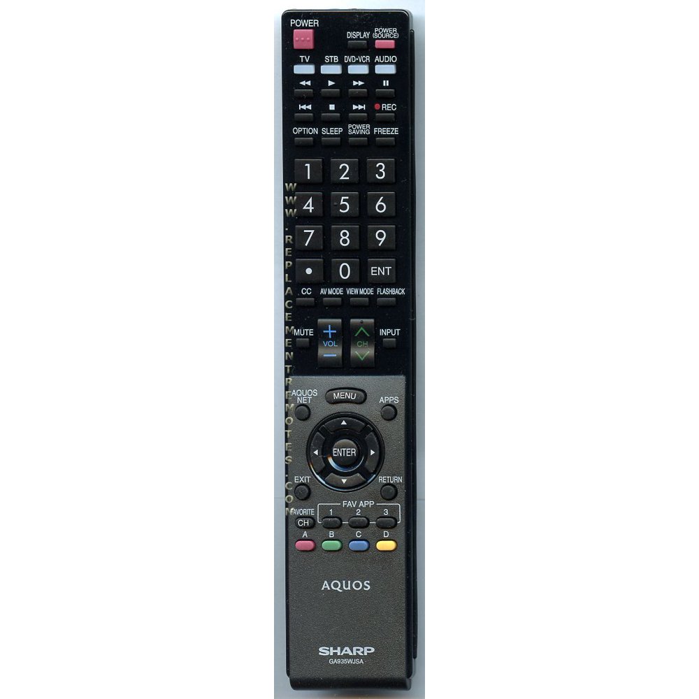 SHARP GA935WJSA (p/n RRMCGA935WJSA) TV Remote Control (refurbished