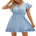 thumbnail image 3 of MesaSe Robe de Grossesse Courte d'Été pour Femmes à Manches Courtes, Col en V, Pois Suisses, Robe de Baby Shower, 3 of 7