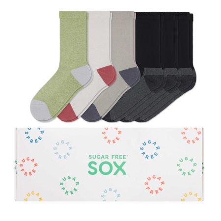 

Sugar Free Sox Gift Box Active-Fit Cushioned Crew Womens Non-binding Comfort Socks 6 PK (Assorted M)
