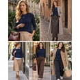 thumbnail image 6 of QUALFORT Women’s Crew Neck Pullover Sweater, Soft Midweight Long Sleeve Wool Blend Knit Top, Navy, Size XL, 6 of 7