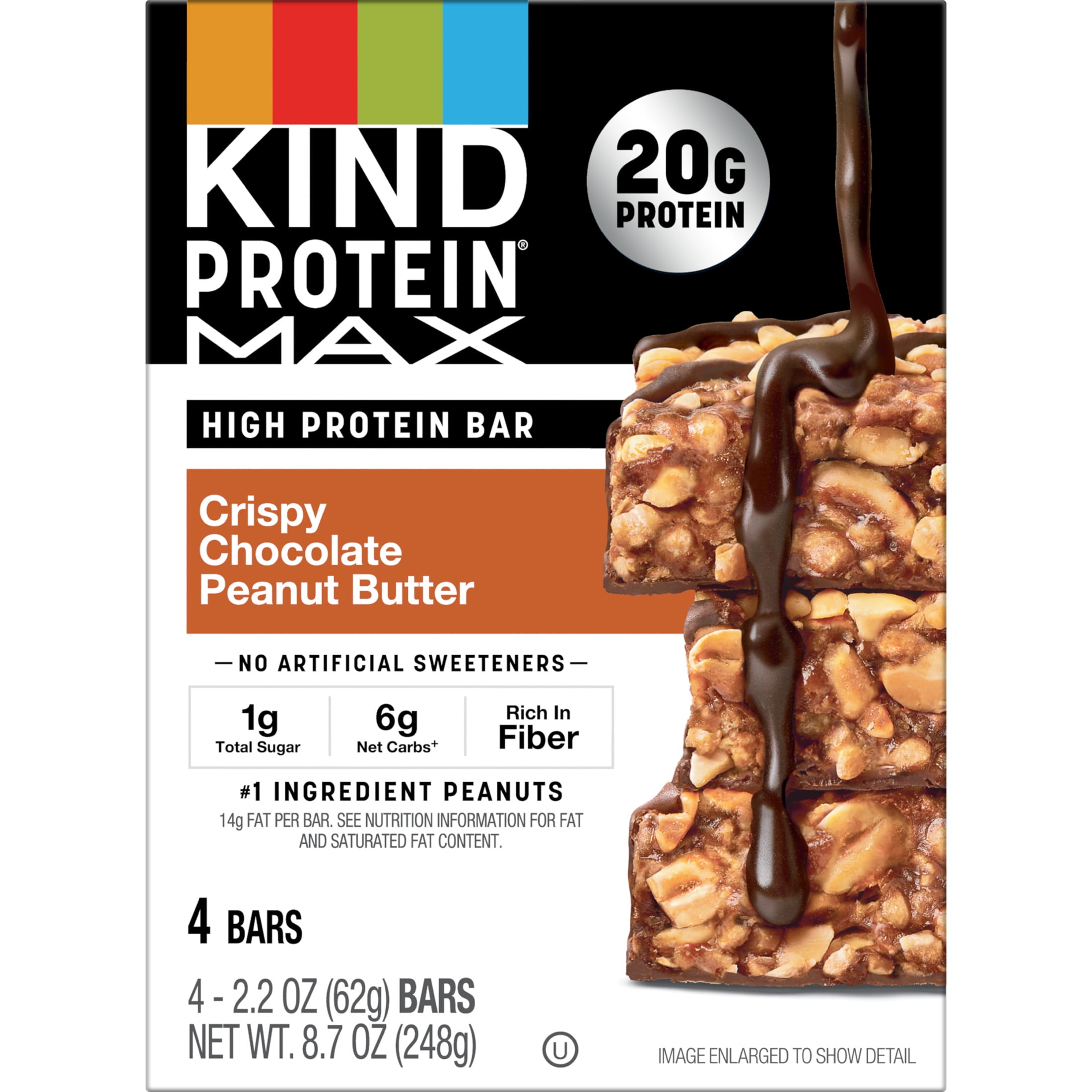 (6 pack) KIND, Gluten Free, Protein MAX, Crispy Chocolate Peanut Butter 20g Protein Bars, 4 Count Box