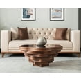 thumbnail image 3 of Papella Model Daisy Brown Wooden Coffee Table with Glass Rustic Table Natural Walnut Color Center table Mesa de centro Farmhouse big desk livingroom furniture whiskey color tables Free Form, 3 of 5