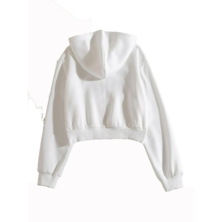 White crop zip hoodie 2025