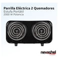 thumbnail image 4 of Parrilla Electrica Dos Quemadores Doble Termostato Estufa Nevashel, 4 of 5