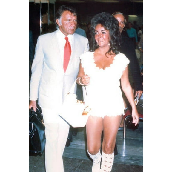 MovieMarket Elizabeth Taylor Classic Mini Skirt with Richard Burton Candid at Airport 36" x 24" Poster