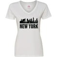 thumbnail image 3 of Inktastic New York Skyline Grunge Women's V-Neck T-Shirt, 3 of 5