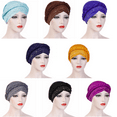 thumbnail image 3 of Women's Black Twisted Braided Turban, Headscarf, Chemo Hat, Cap Beanie Soft Headband, 3 of 4