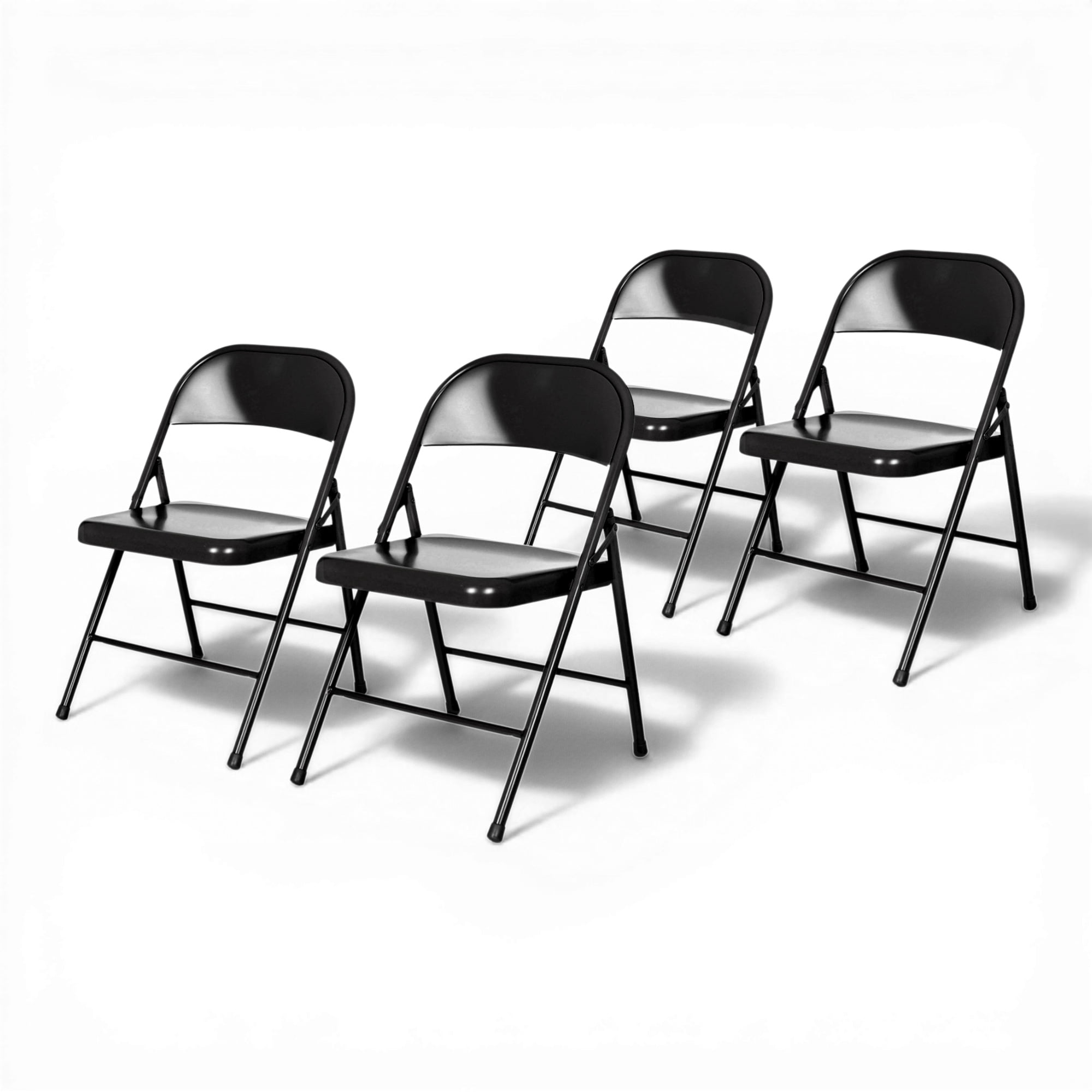 Hampden Furnishings Bernadine Collection Basics All Metal Folding Chair, Black, Pack of 4