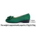 thumbnail image 5 of absuyy Womens Ballet Flats Green Bow Slip On Comfortable Low Wedge Heel Cushioned Insole Flock Upper Non-Slip Rubber Sole Size 7, 5 of 9