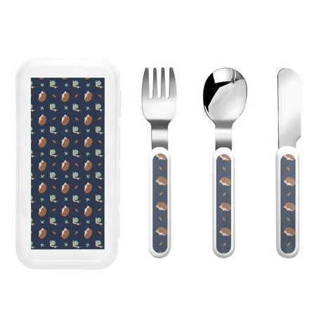 

Cauagu Hedgehog And Snail Print 3-Pieces Toddler Cutlery Set Kids Silverware Set with Spoons Forks & Knife Stainless Steel Utensils for Kids Dishwasher Safe