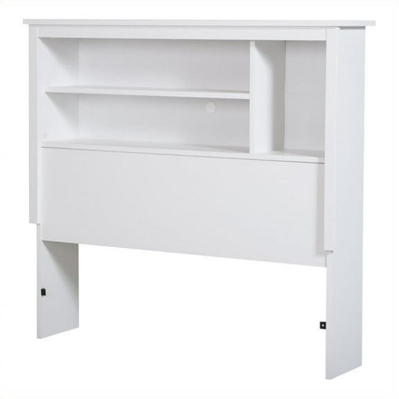 Pemberly Row Modern Wood Twin Bookcase Headboard in Pure White