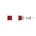 thumbnail image 2 of 0.5 Ct Princess Cut Studs Pink Tourmaline 18K White Solid Solid Gold Everyday Dainty Earrings Push Back, 2 of 7