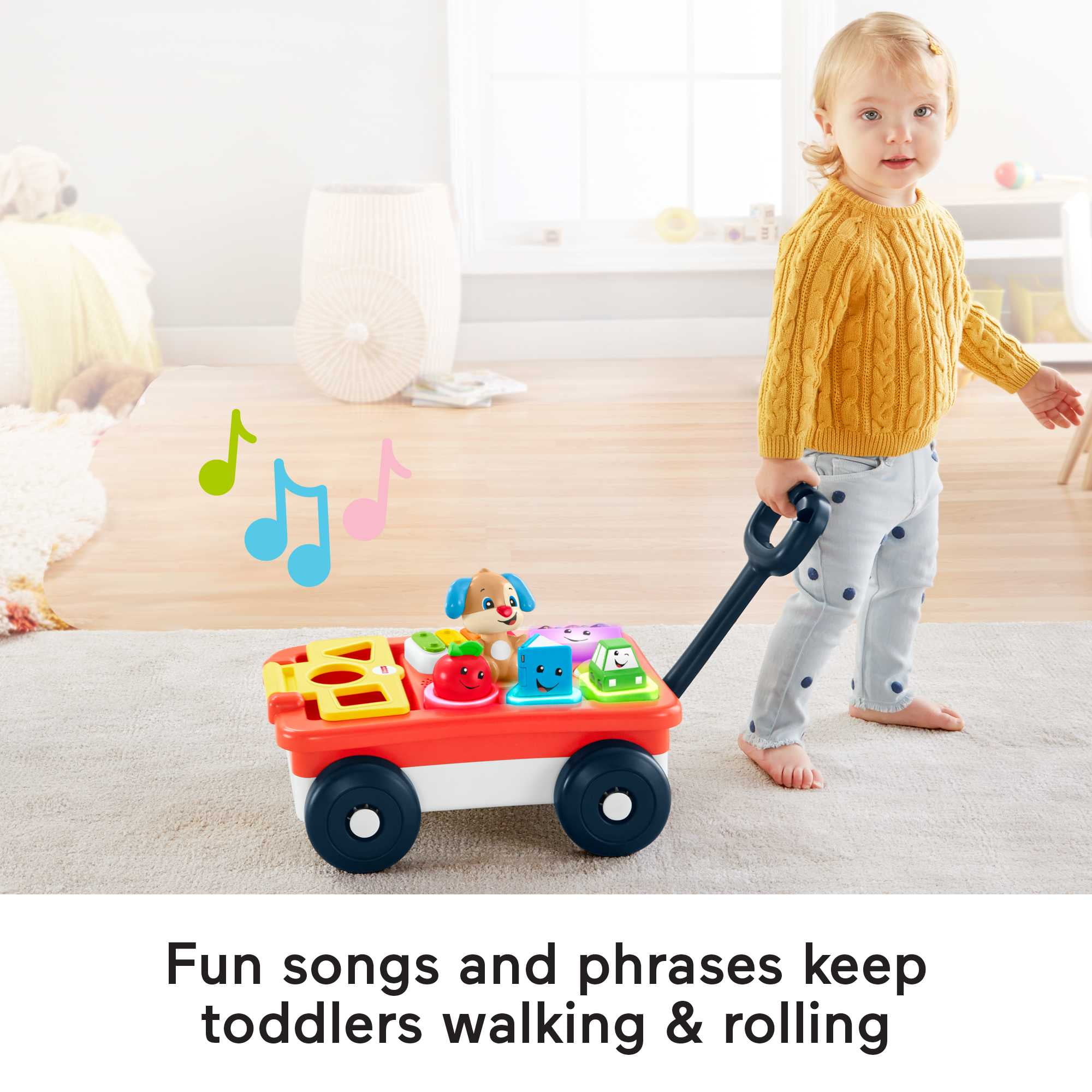 Fisher-Price Laugh & Learn Pull & Play Learning Wagon Baby & Toddler Toy with 4 Accessories