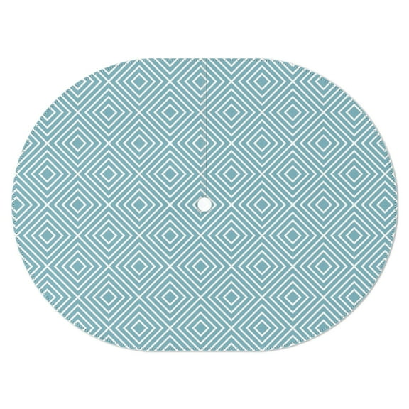 Outdoor Oval Waterproof Blue Geometry Tablecloth with Umbrella Hole and Zipper,Reusable Indoor/Outdoor Durable Table Cover for Patio, Party, Picnic 54 X 72 Inch