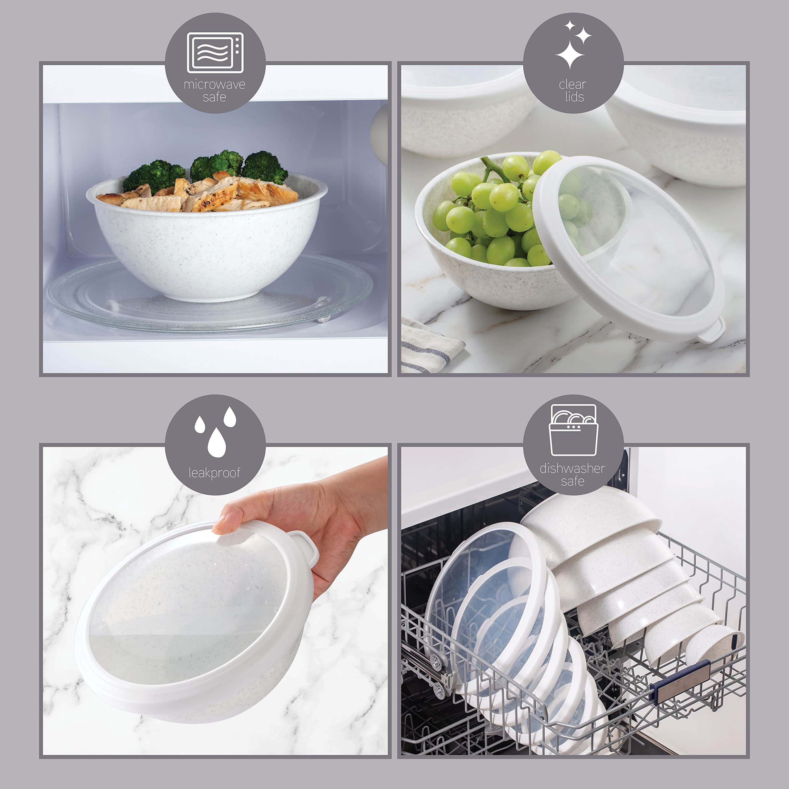Enchante Direct Cook with Color Plastic Mixing Bowls with Lids - 12 Piece Nesting Bowls Set Includes 6 Prep Bowls and 6 Lids, Microwave Safe Mi