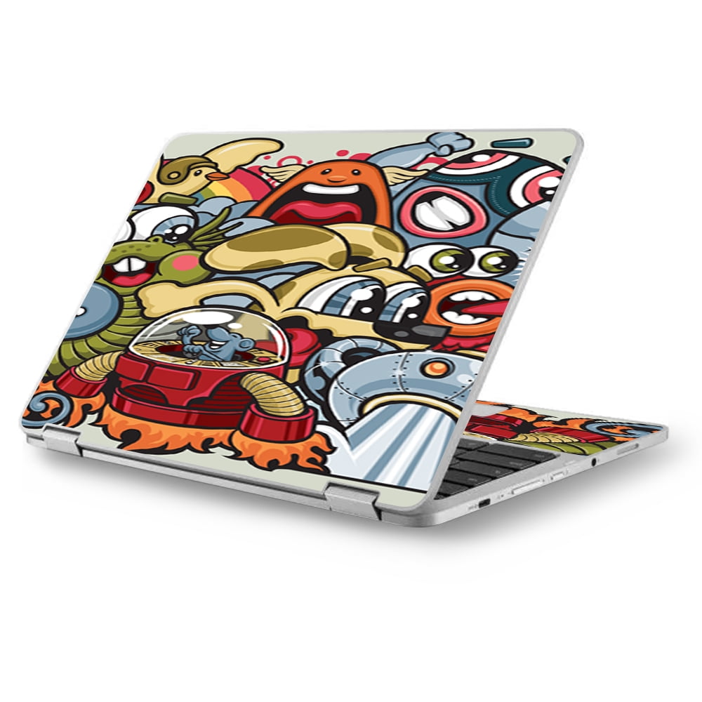 Skin Decal for MacBook Air 11" A1370 A1465 / Aliens Cartoon Collage