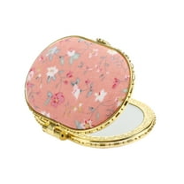 Unique Bargains Floral Oval Mini Mirror for Purses Pink 1 Pc