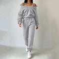 thumbnail image 4 of fheaev 2 Piece Outfits for Women Casual Half Zip Sweatshirt Jogger Sweatpants with Pockets Fall Winter Outfit Gray,XL, 4 of 8