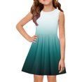 thumbnail image 2 of LTTVQM Sundresses for Girls 7-8 Casual Gradient Spring Dresses Loose Fit Sleeveless Midi Dress Trendy Crew Neck A-Line Dresses Green 7-8 Years, 2 of 5