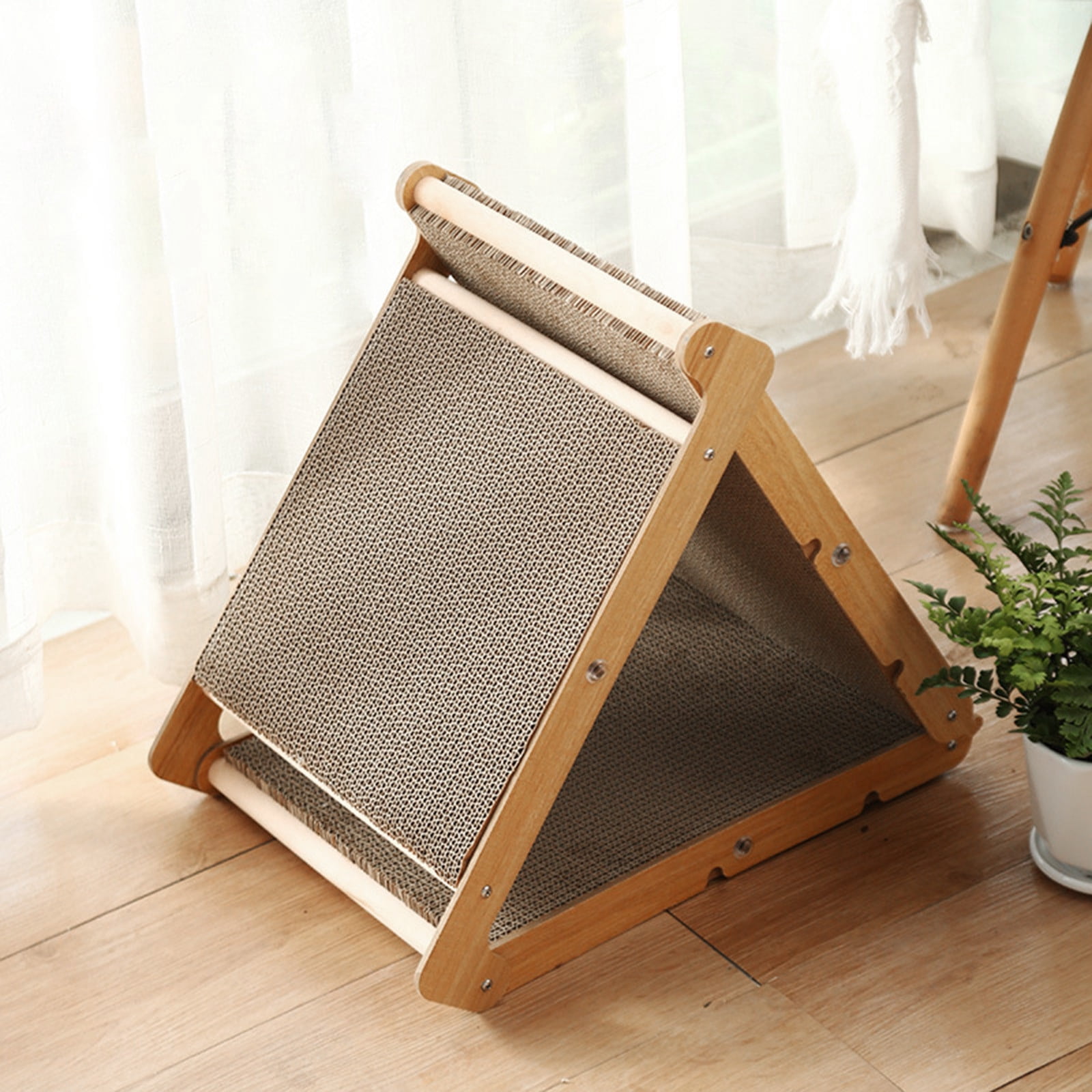 Cat Scrather Cat Scratching Board - Foldable Triangle cat scratch pad, 6 Usable Sides Cat Scratchers for Indoor Cats, Durable Recyclable Cat Scratcher Cardboard Vertical