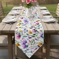 thumbnail image 6 of Pueple Pink Flower Table Runner Linen Burlap Table Runner 70 Inches Long Pastoral Pastel Pink Boho Floral Leaf Dresser Scarves for Kitchen Island Coffee Dining Party Wedding Holiday Decor 13"x70", 6 of 8