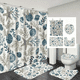 thumbnail image 1 of Set de decoración de baño, cortina de ducha impermeable con forma de concha marina, 1 of 4