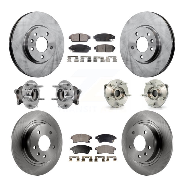 Transit Auto Front Rear Hub Bearings Assembly Disc Brake Rotors and Semi-Metallic Pads Kit (10Pc) for Car 2012-2013 Buick Verano - Left Right Side (Driver Passenger) KBB-126862