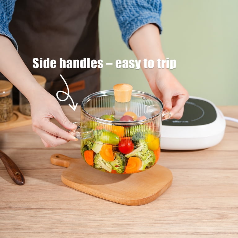 NiHome 1.8L Borosilicate Glass Cooking Pot with Wooden Lid photo 6