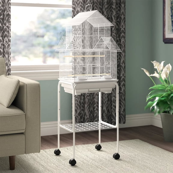 YML Pagoda White Top Bird Cage, 18" L X 14" W