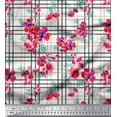 thumbnail image 1 of Soimoi White Rayon Fabric Check & Floral Print Fabric by Yard 56 Inch Wide, 1 of 5