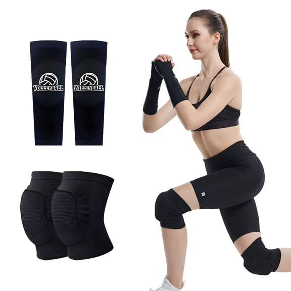 BESTSKY 2026 New Volleyball Arm Sleeves and Knee Pad Elastic Knee Protector Thickened Sponge Support Protection Pad for Girl Women Teens